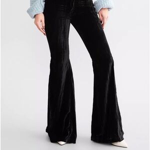 Retro High Rise Velvet Trumpet Flare Pant
